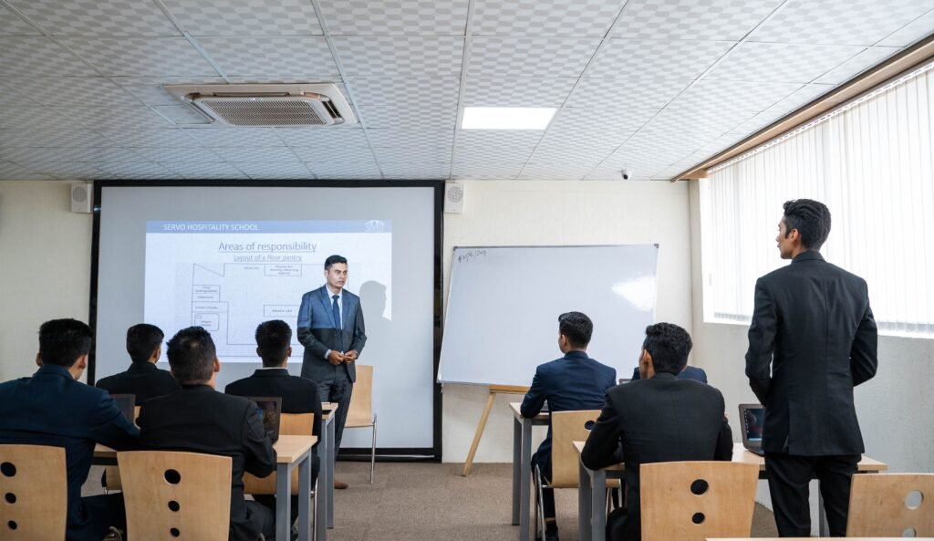 Servo Hospitality Student attend class